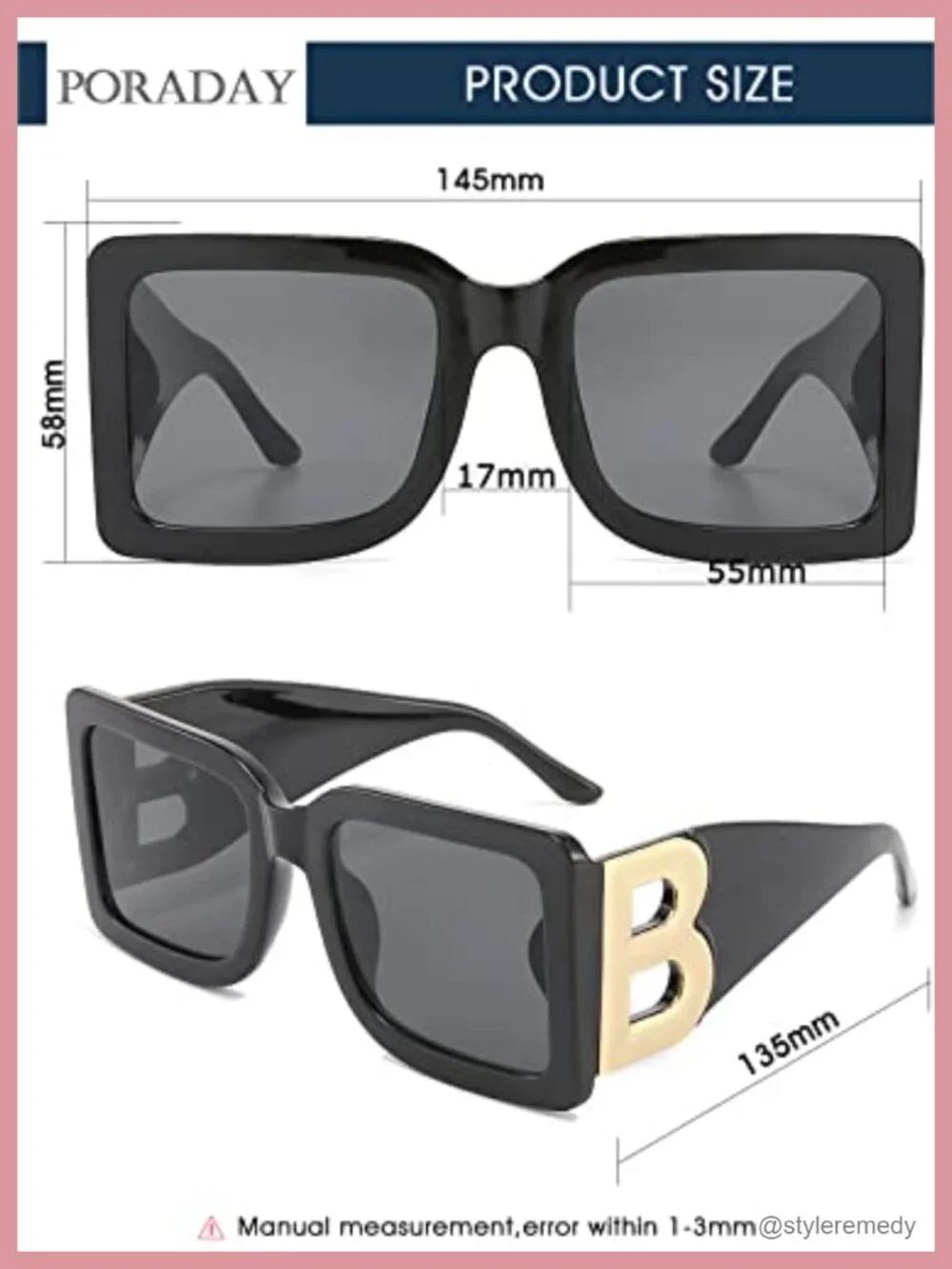 Large Square Sunglasses Women UV400 Protection Fashion Chunky Frame Oversized